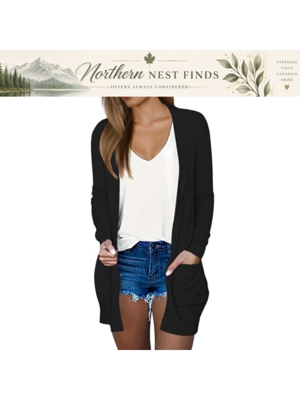 Womens Long Cardigan Lightweight Open Front Sweater with Pockets